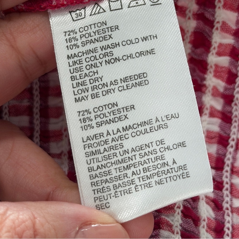 Urban Outfitters MEDIUM Red White Gingham Off the Shoulder Crop Top - Picture 7 of 8